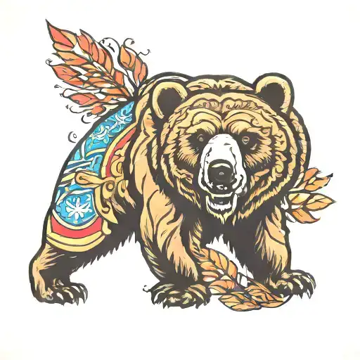 a bear with Wisconsin and Colorado  tattoo design idea