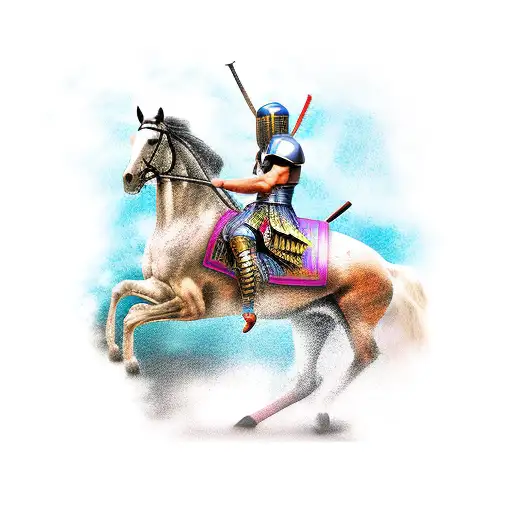 roman warrior riding horse tattoo design idea