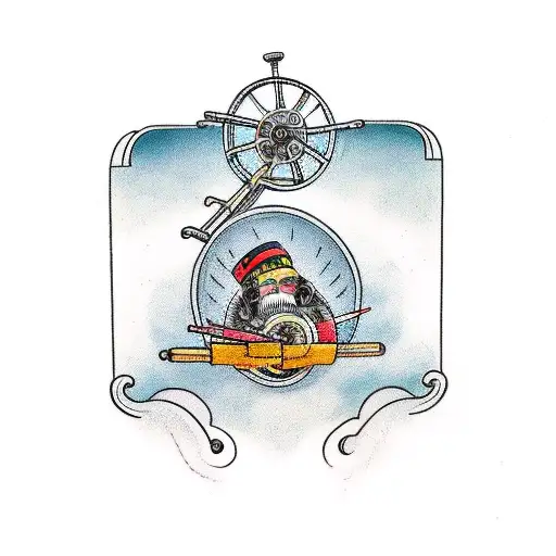 wheelbarrow with spoke wheel tattoo design idea