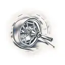 wheelbarrow with spoke wheel tattoo design idea