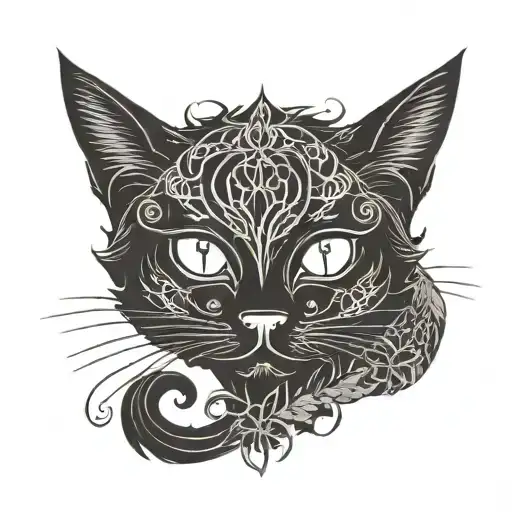 black cat and hemp tattoo design idea
