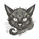black cat and hemp tattoo design idea