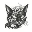 black cat and hemp tattoo design idea