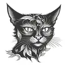 black cat and hemp tattoo design idea