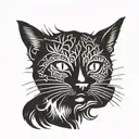 black cat and hemp tattoo design idea