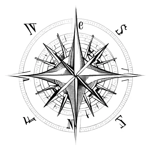 compass, semicolon, pine trees tattoo design idea