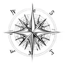 compass, semicolon, pine trees tattoo design idea