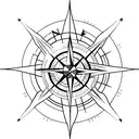 compass, semicolon, pine trees tattoo design idea