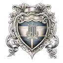 tattoo of a real human heart that is mixed with the shield of the Talleres de Córdoba soccer club, Argentina tattoo design idea