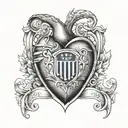 tattoo of a real human heart that is mixed with the shield of the Talleres de Córdoba soccer club, Argentina tattoo design idea