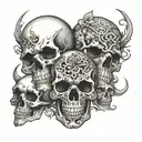 skulls with shadows tattoo design idea