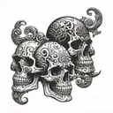 skulls with shadows tattoo design idea