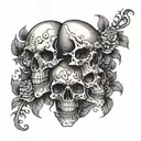 skulls with shadows tattoo design idea