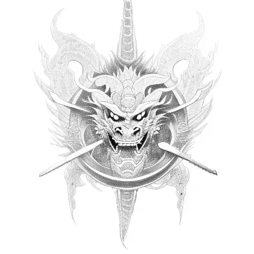 raijin fighting japanese dragon tattoo design idea