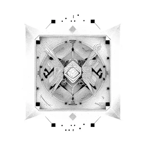 street signs, space symbols, circuit board tattoo design idea