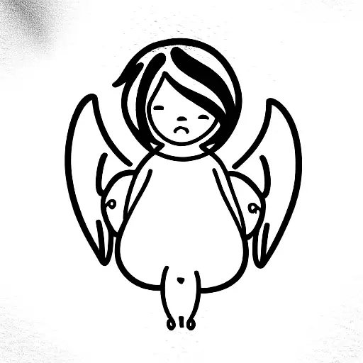 cute chubby angel tattoo design idea