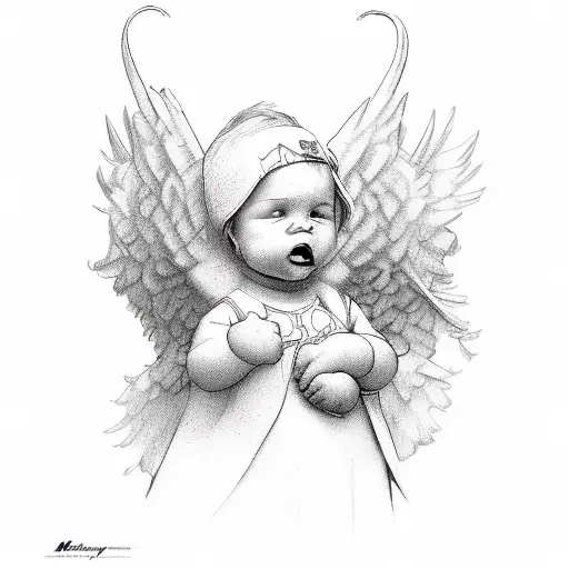 one chubby angel gives a kiss to another tattoo design idea