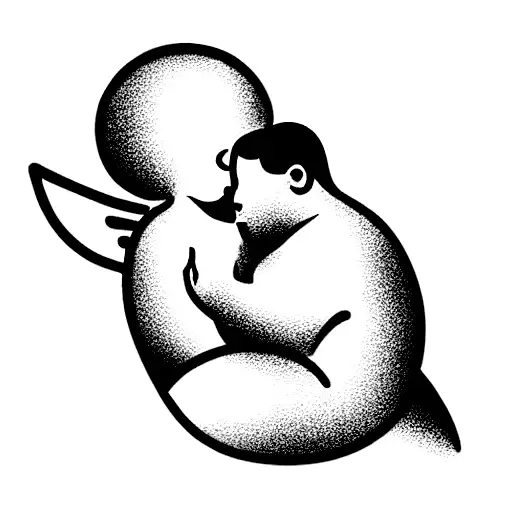 one chubby angel gives a kiss to another tattoo design idea