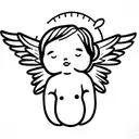 cute chubby angel tattoo design idea