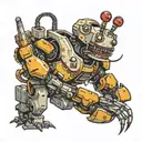 a robot fighting a Crab tattoo design idea