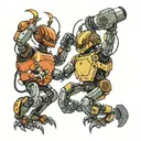 a robot fighting a Crab tattoo design idea