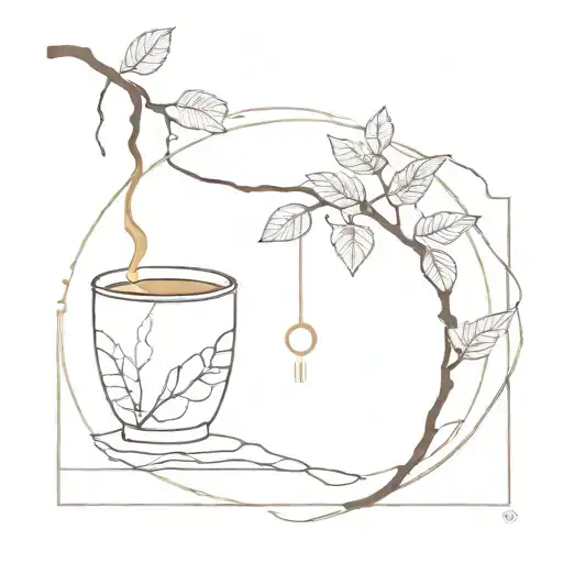 A minimalist tattoo design inspired by the art of kintsugi, incorporating coffee elements tattoo design idea