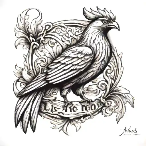 A realistic wood grain texture forming the shape of the liverbird, with your son Jake's name subtly incorporated tattoo design idea