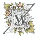 Roman numeral: 2024 blending into initials CCB. July birth flower tattoo design idea