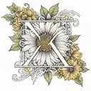 Roman numeral: 2024 blending into initials CCB. July birth flower tattoo design idea
