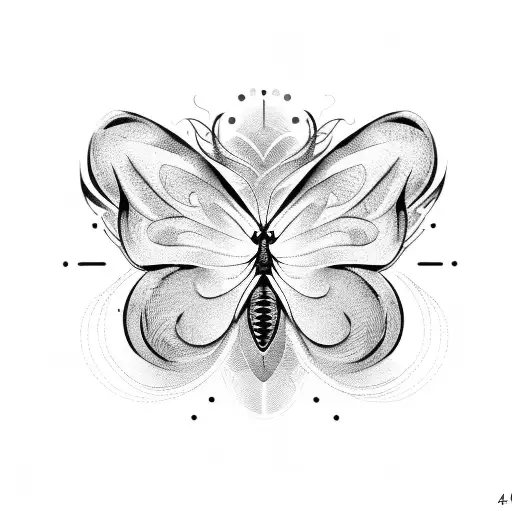 a butterfly with 4444 under it tattoo design idea
