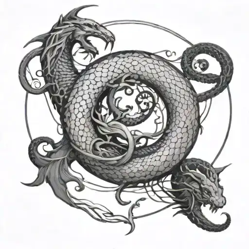 yggdrasil Jörmungandr wrapped tattoo design idea