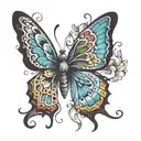 butterfly half alive half dead tattoo design idea