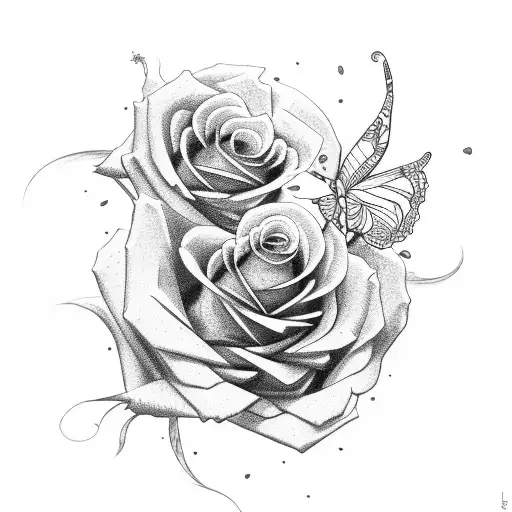 Rose and Butterfly Titan tattoo design idea