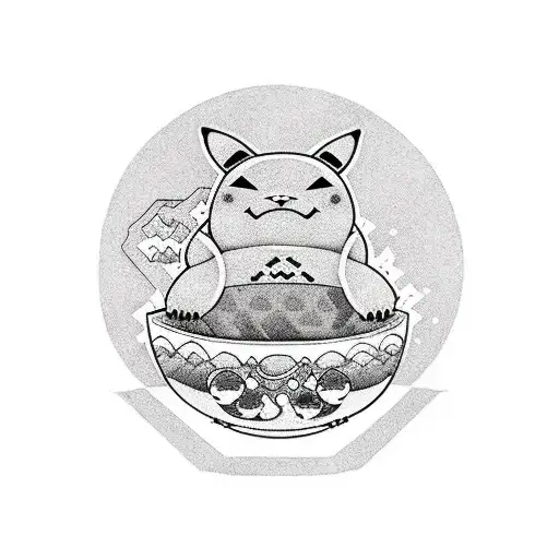 Snorlax in ramen bowl tattoo design idea