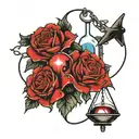 a small tattoo motive combining science, a lifeline and love in gothic style tattoo design idea