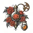 a small tattoo motive combining science, a lifeline and love in gothic style tattoo design idea