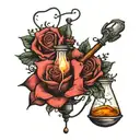 a small tattoo motive combining science, a lifeline and love in gothic style tattoo design idea