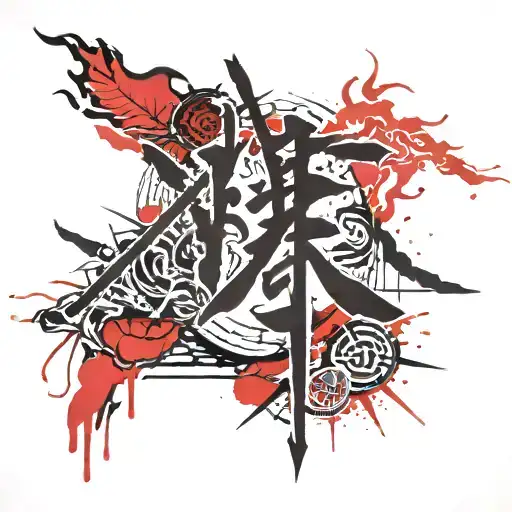 chinese writing inside a mexican sun shining brightly tattoo design idea