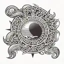 chinese writing inside a mexican sun shining brightly tattoo design idea