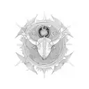 sun with capricorn  tattoo design idea