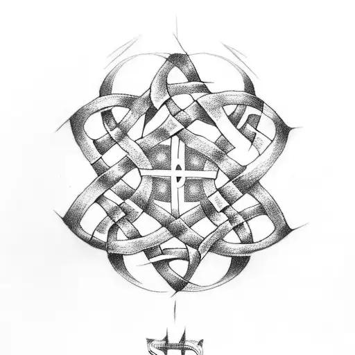 celtic knot and cross with cool patyerns tattoo design idea