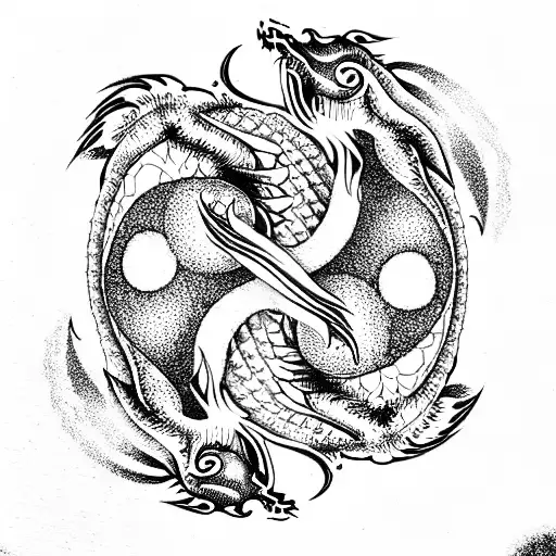 yin yang  dragon tattoo design idea