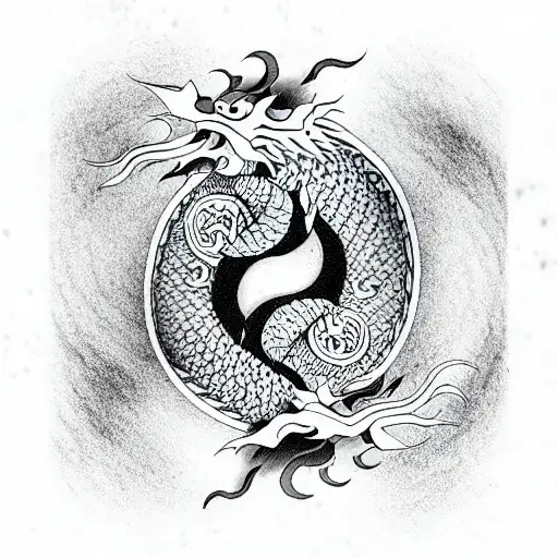 yin yang  dragon tattoo design idea