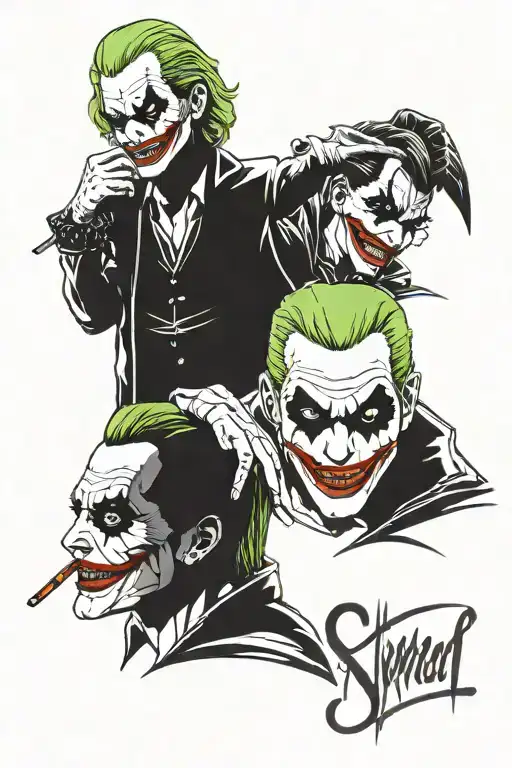 joker Harley Quinn joker speak no see no hear no evil tattoo design idea