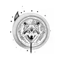 Wolf Fire Forest Moon Lily  tattoo design idea