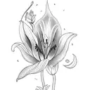 Wolf Fire Forest Moon Lily  tattoo design idea