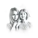 A silhouette of a mother and daughter holding hands tattoo design idea