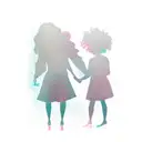 A silhouette of a mother and daughter holding hands tattoo design idea