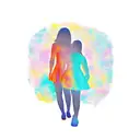 A silhouette of a mother and daughter holding hands tattoo design idea