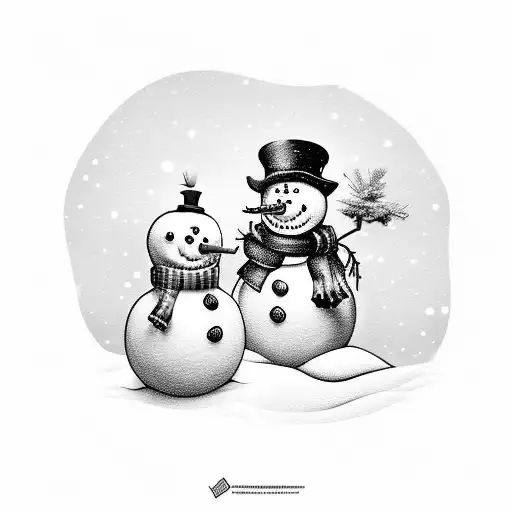 snowman with purse tattoo design idea